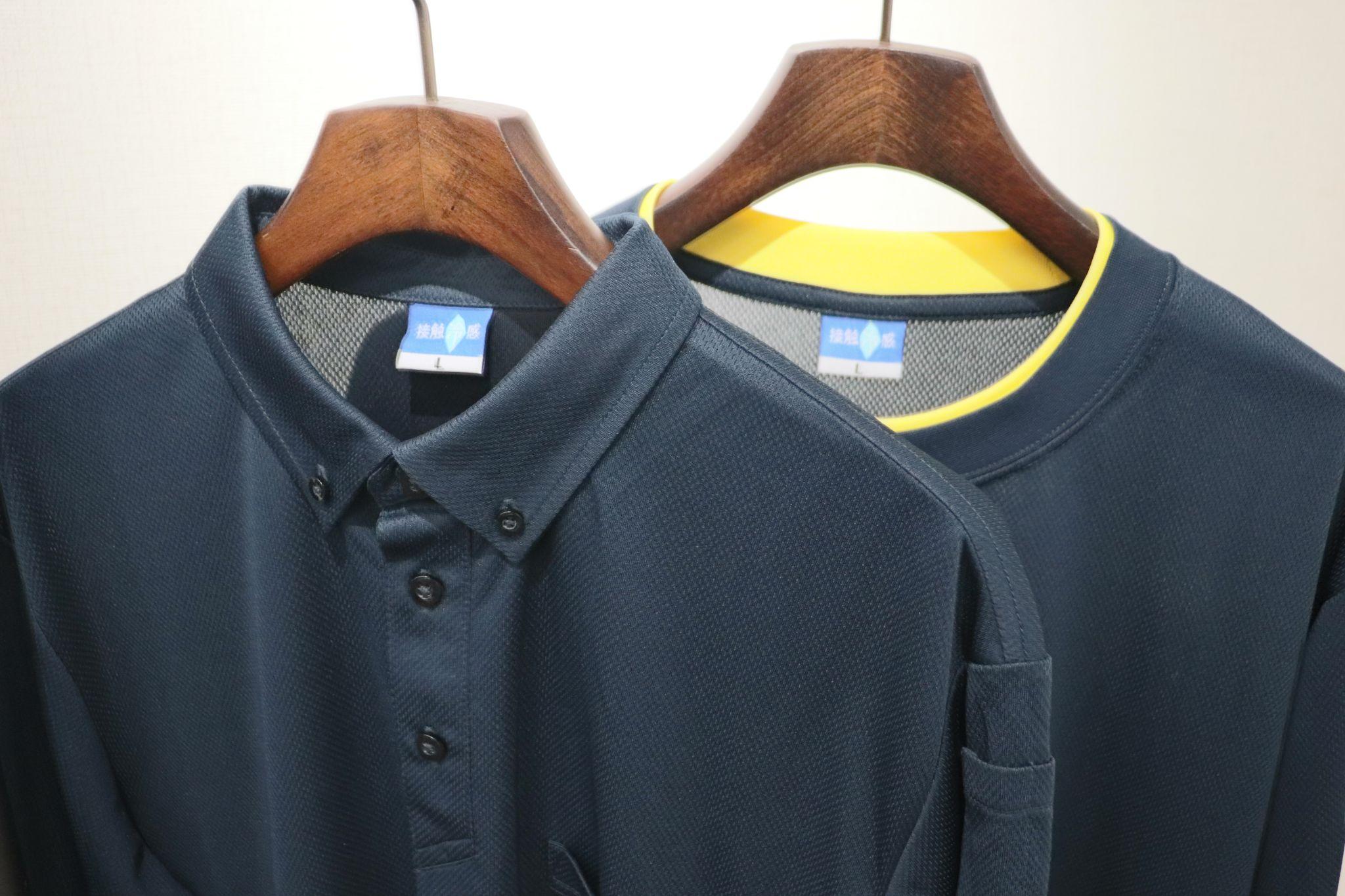 レイヤード風㊨とボタンダウン仕様のデザイン